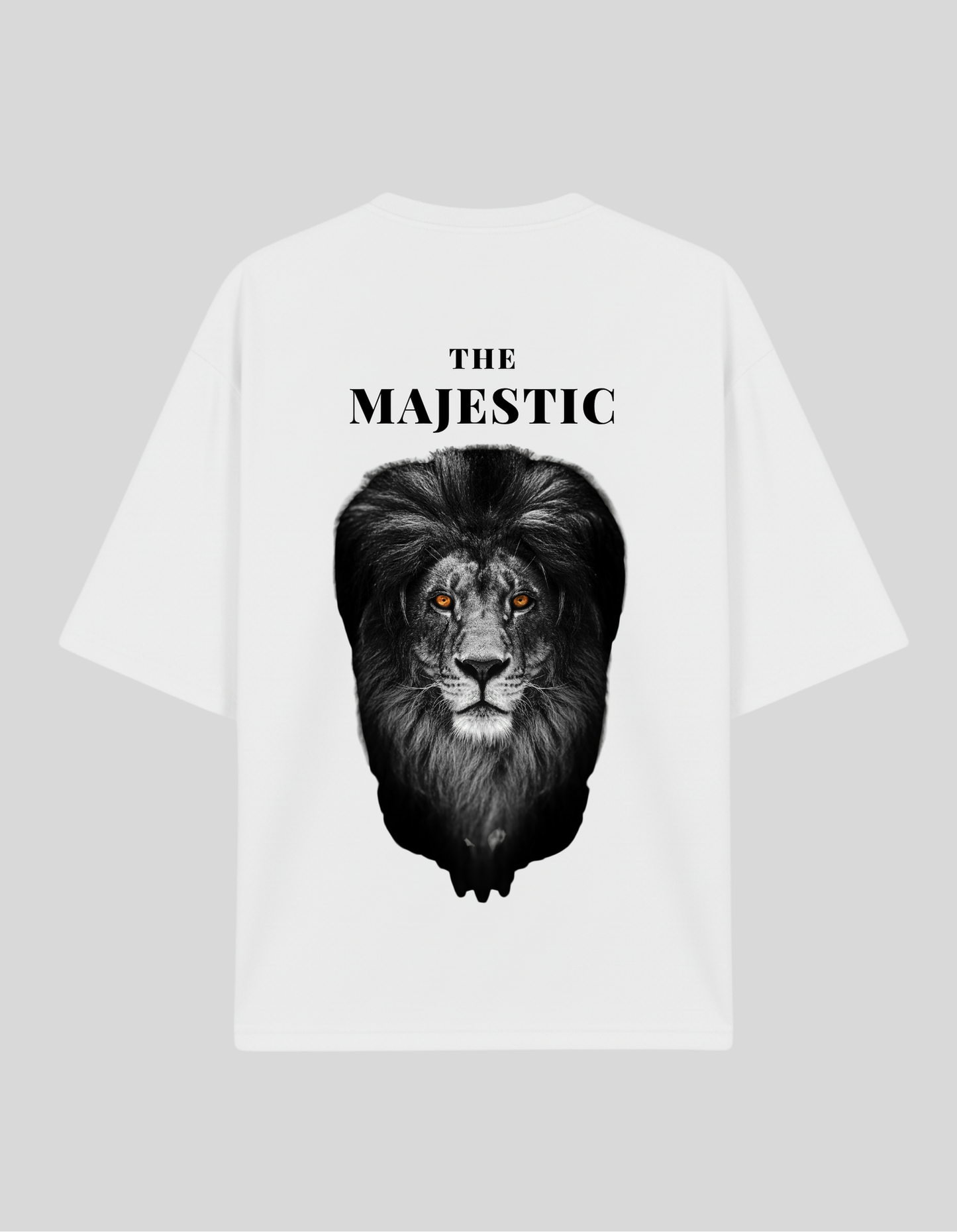 Unisex White The Majestic Lion Graphic Printed Pure Cotton Oversized T-shirt