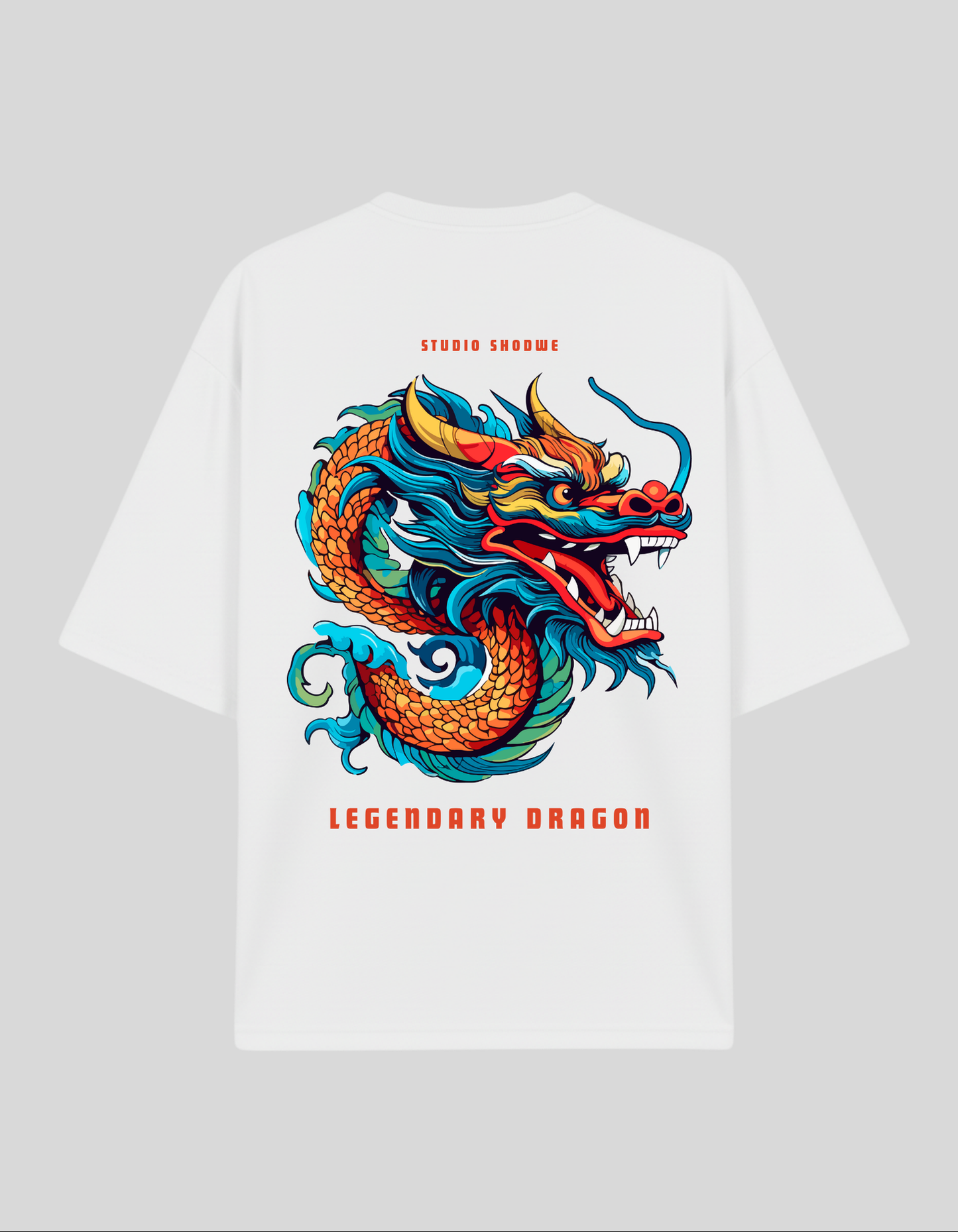 Unisex White Chinese Dragon Graphic Printed Pure Cotton Oversized T-shirt
