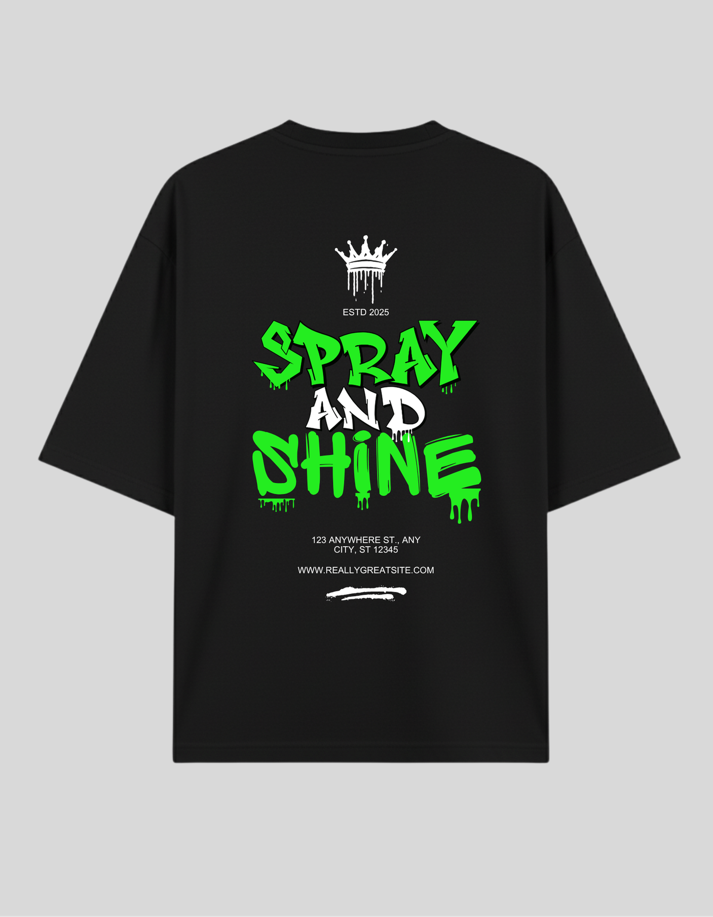 Unisex Black Graffiti Spray and Shine Graphic Printed Pure Cotton Oversized T-shirt