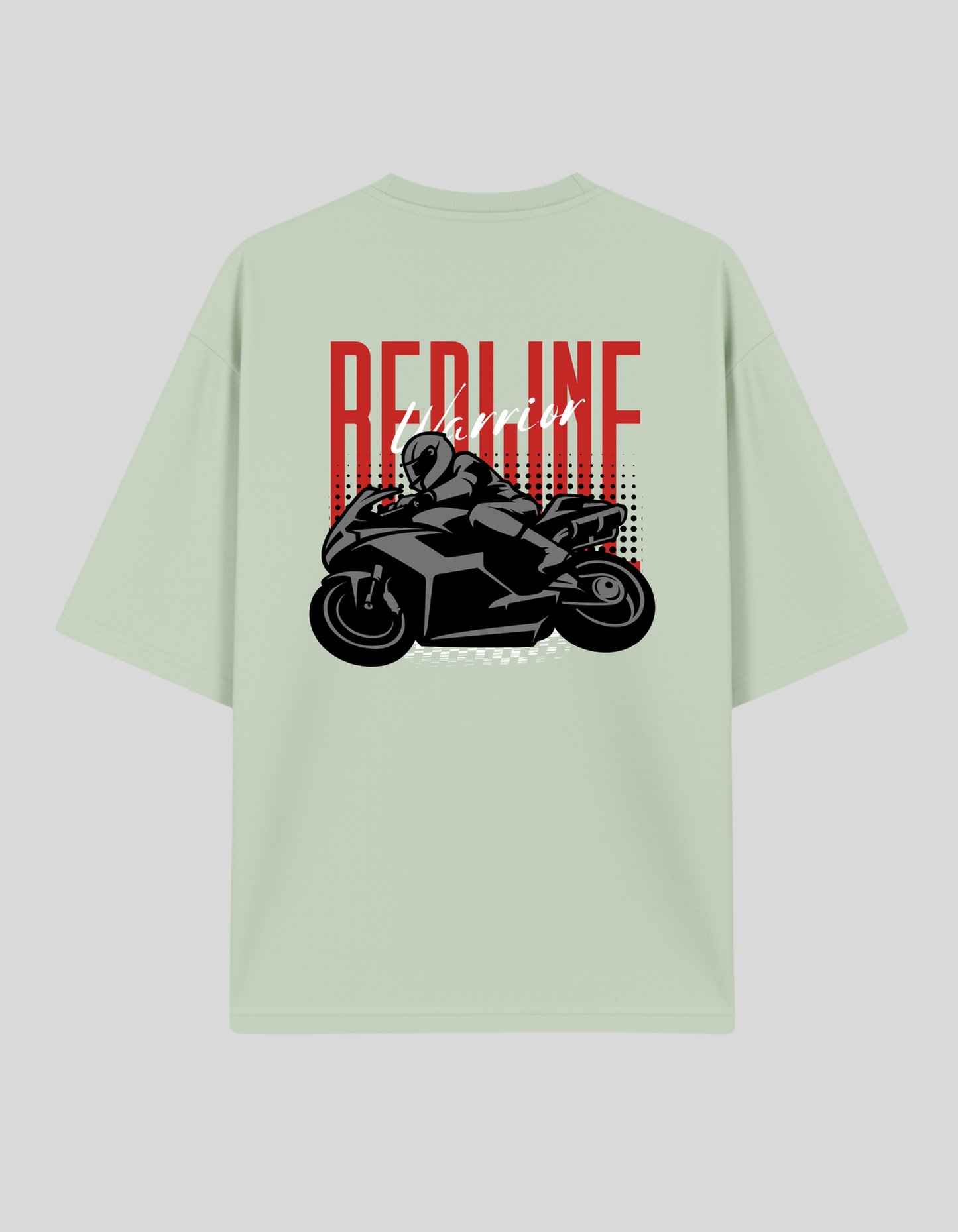 Unisex Mint Green Redline Blamix Typography Printed Pure Cotton Oversized T-shirt