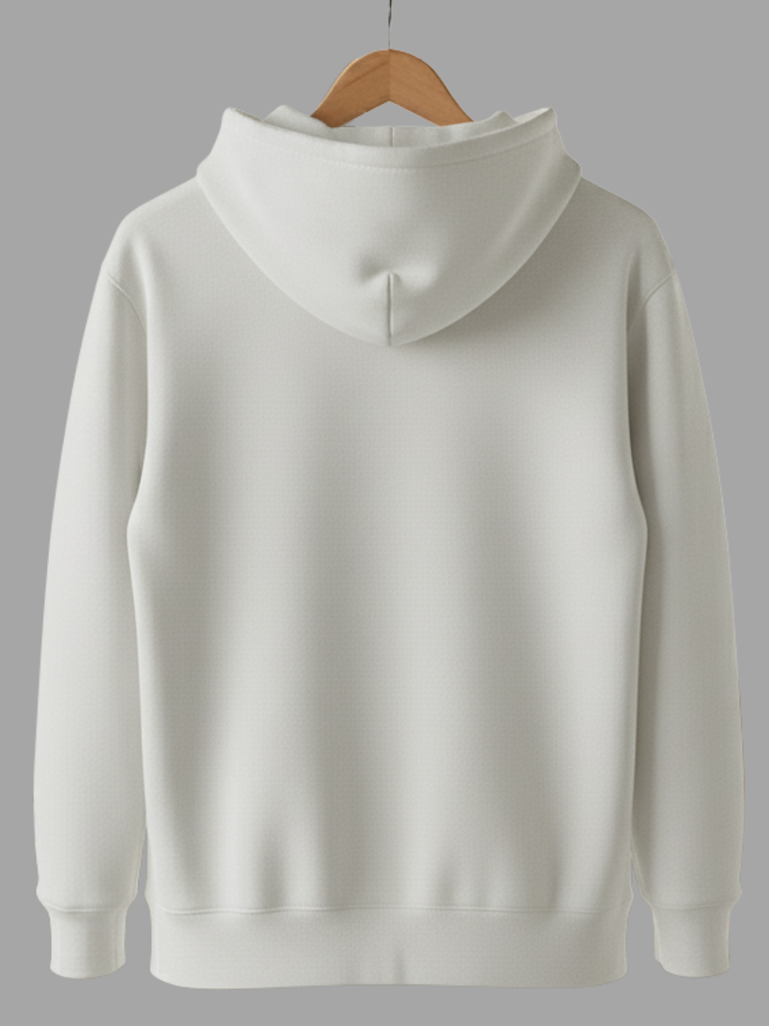 Unisex White Signature Bull Logo Printed Woolen Hoodie