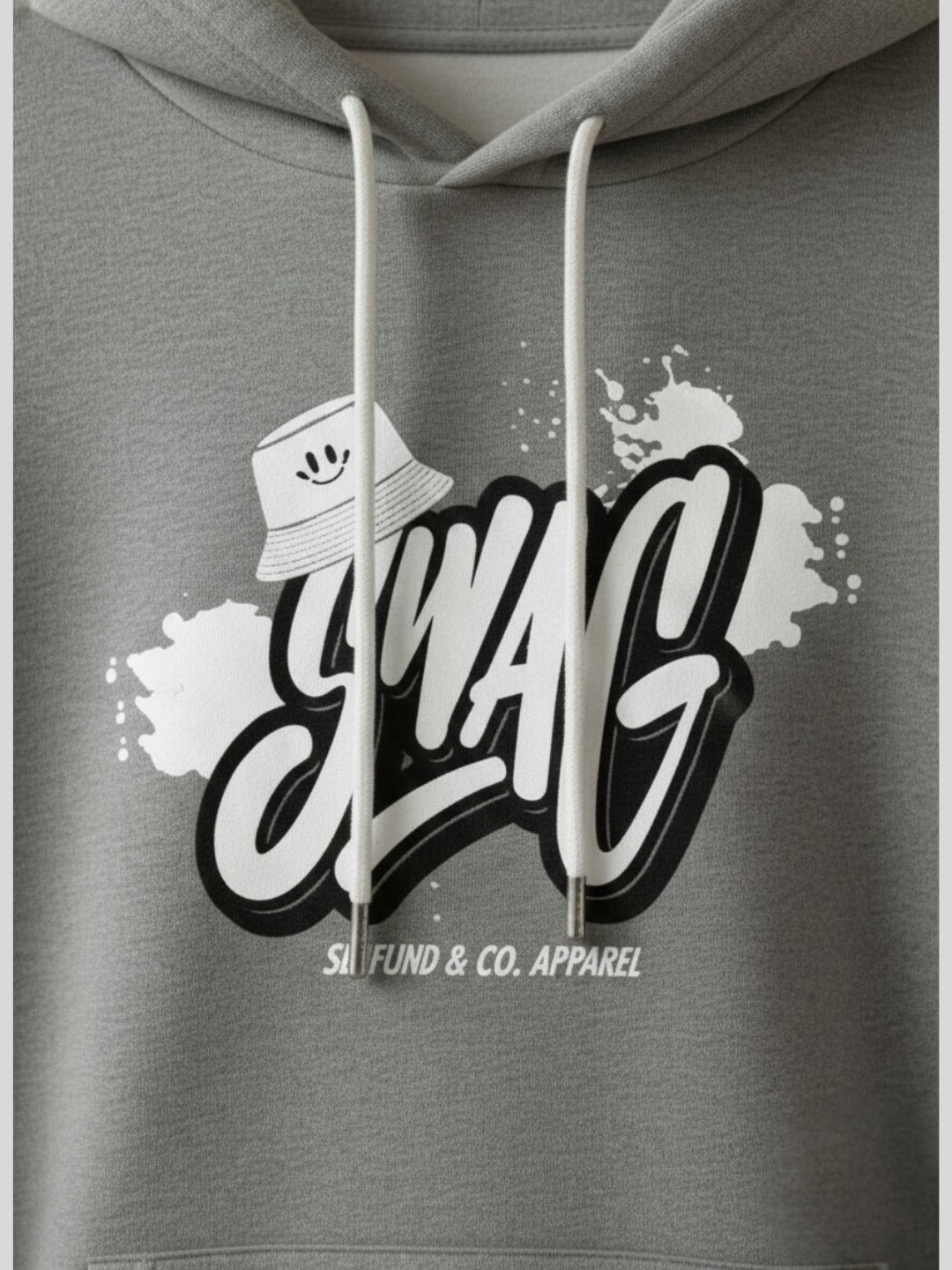 Styleox Unisex Grey "Swag" Graphic Printed Regular Fit Hoodie