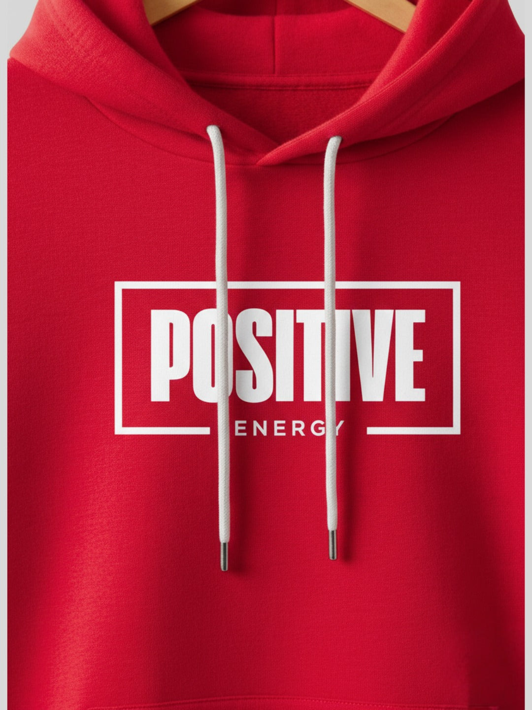 Styleox Unisex Red "Positive Energy" Typography Printed Regular Fit Hoodie