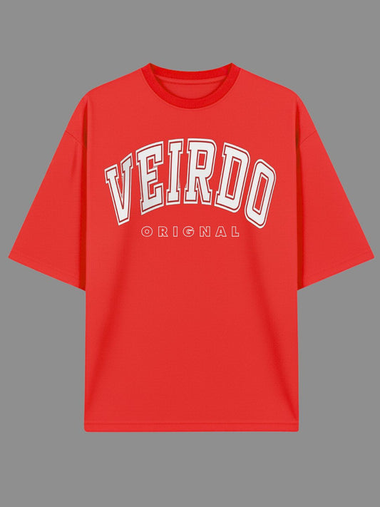 STYLEOX Unisex VEIRDO ORIGINAL Oversized Graphic T-Shirt – Red