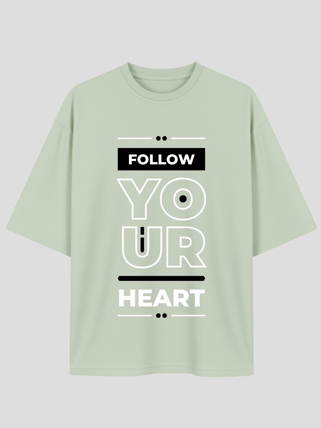 STYLEOX Unisex Follow Your Heart Oversized Graphic T-Shirt – Mint Green