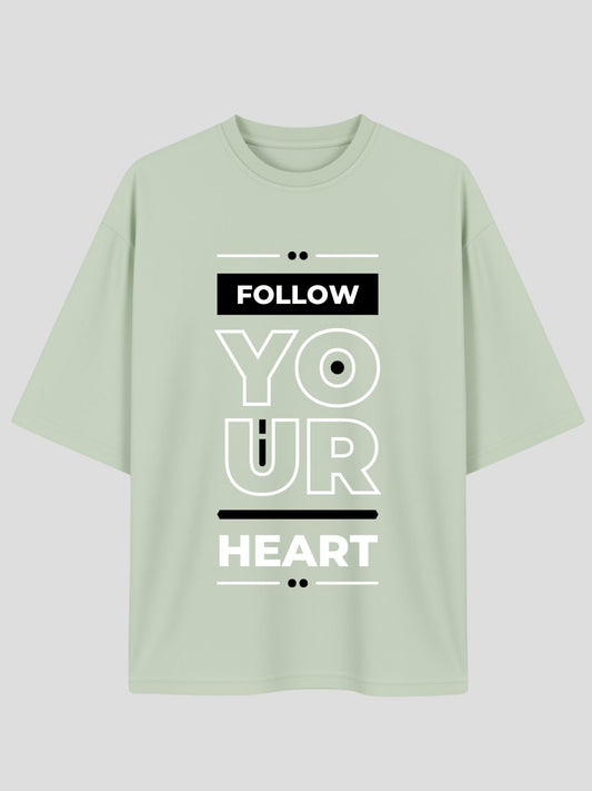 STYLEOX Unisex Follow Your Heart Oversized Graphic T-Shirt – Mint Green