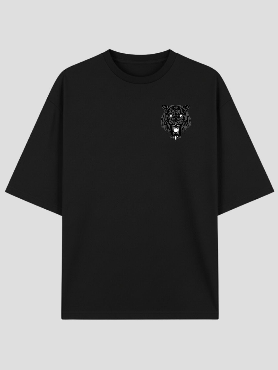 STYLEOX Unisex Fierce Tiger Oversized Graphic T-Shirt – Black