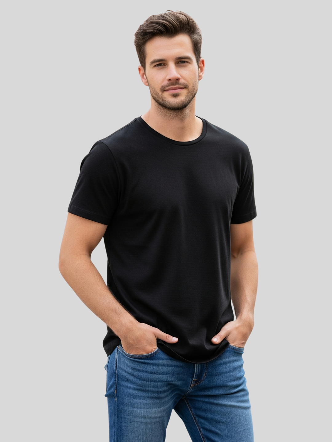 Custom Printed Round Neck T-Shirt – Premium Cotton Casual Tee
