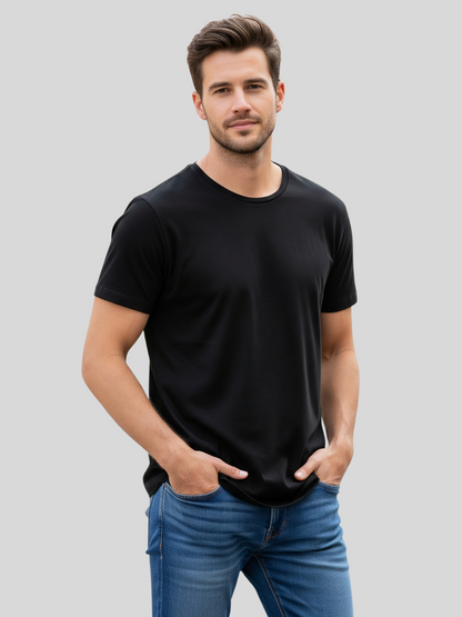 Custom Printed Round Neck T-Shirt – Premium Cotton Casual Tee