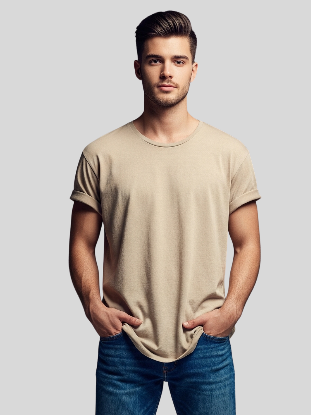 Custom Printed Round Neck T-Shirt – Premium Cotton Casual Tee