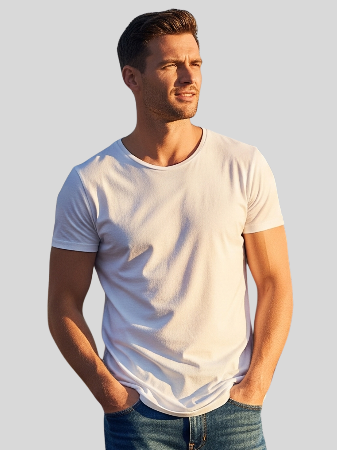Custom Printed Round Neck T-Shirt – Premium Cotton Casual Tee