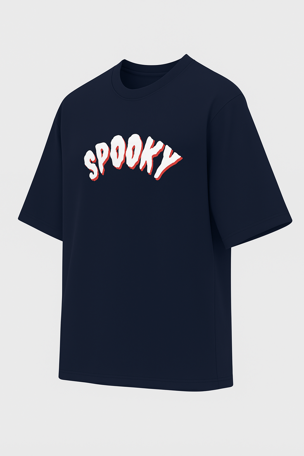 Unisex Navy Blue Spooky Vibes Graphic Printed Pure Cotton Oversized T-shirt