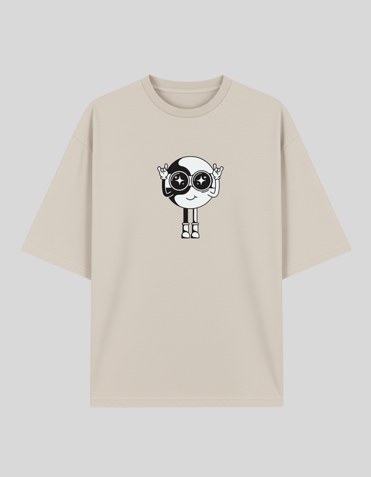 Unisex White The Majestic Lion Graphic Printed Pure Cotton Oversized T-shirt