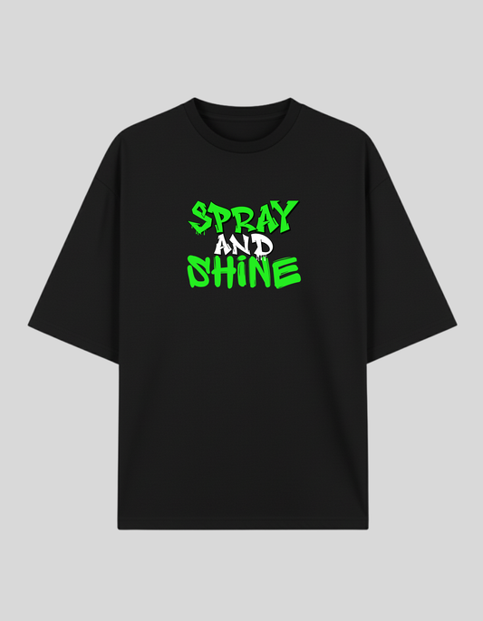 Unisex Black Graffiti Spray and Shine Graphic Printed Pure Cotton Oversized T-shirt