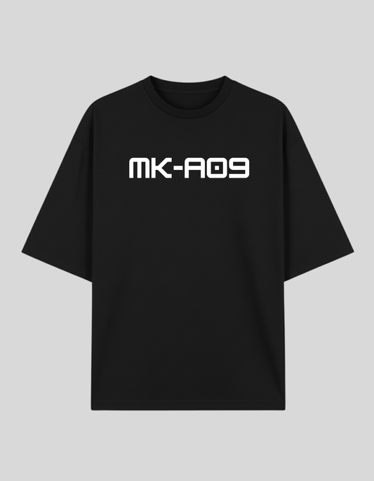 Unisex Black MK-A09 Futuristic Typography Printed Pure Cotton Oversized T-shirt
