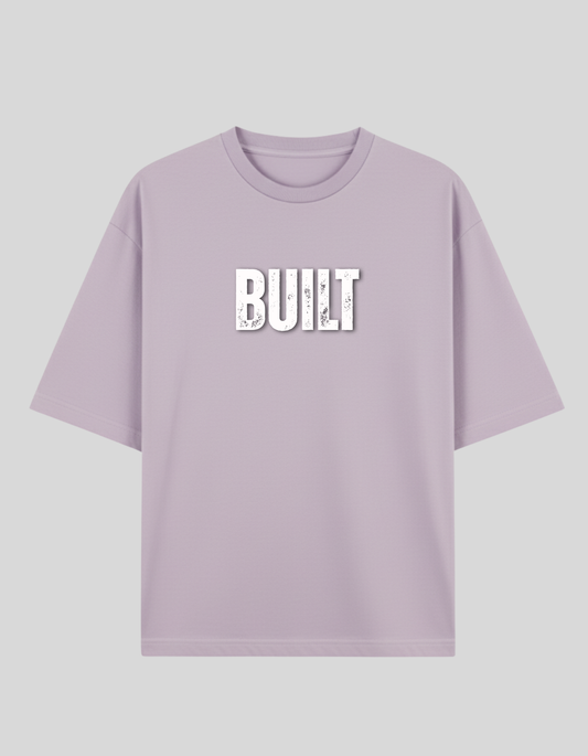 Unisex Lavender Distressed Built Typography Printed Pure Cotton Oversized T-shirt