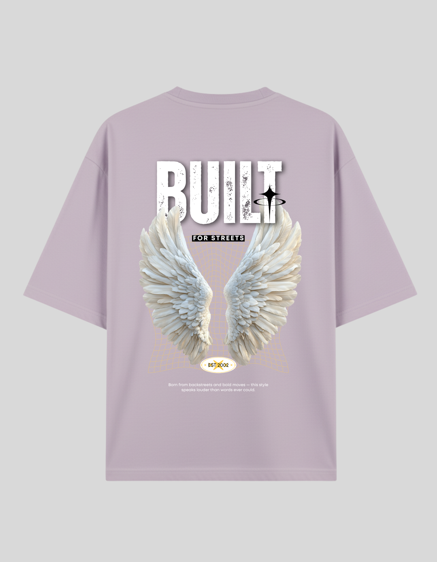 Unisex Lavender Distressed Built Typography Printed Pure Cotton Oversized T-shirt