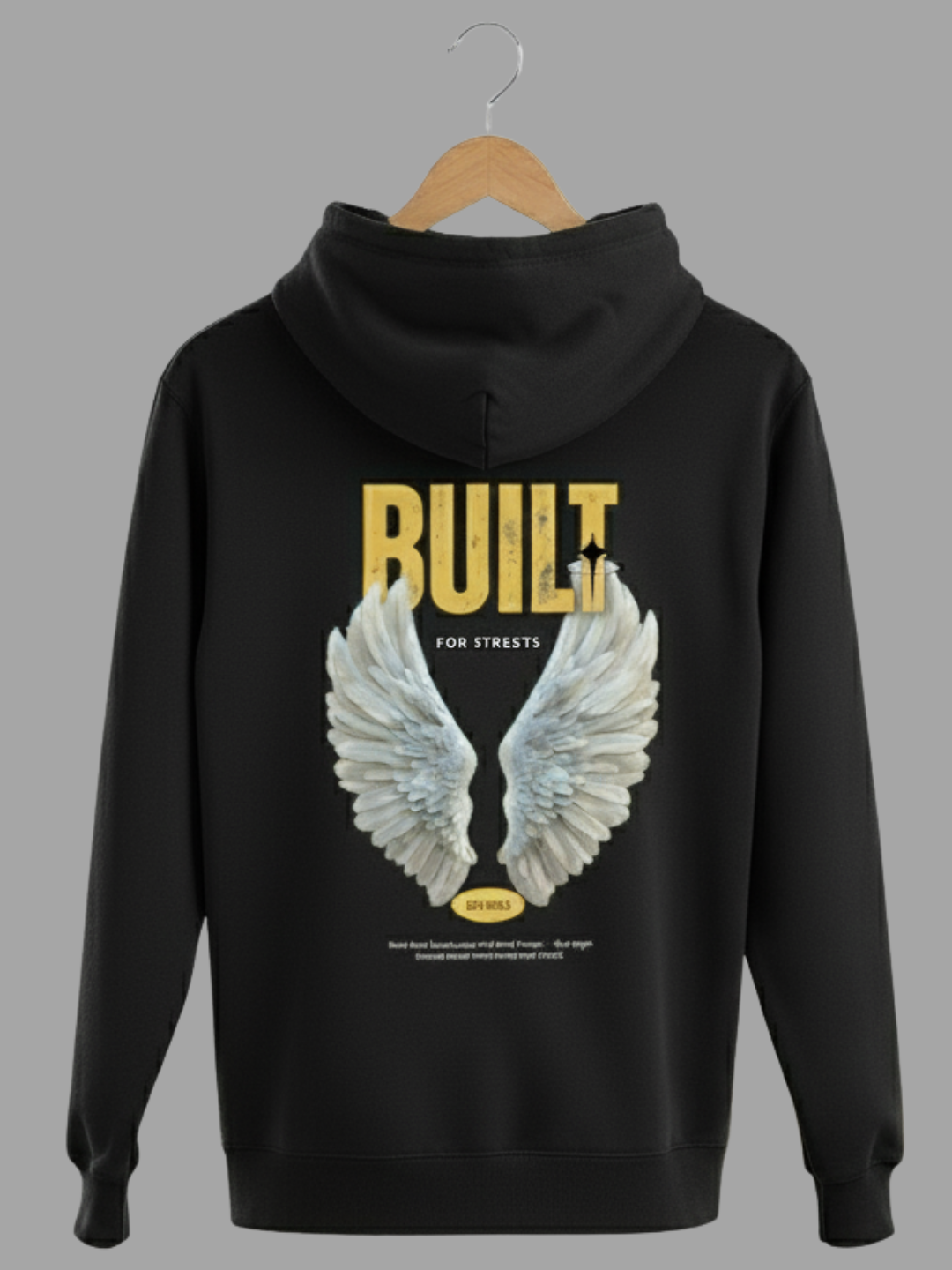 Unisex Black Built For Streets Distressed Graphic Printed Woolen Hoodie