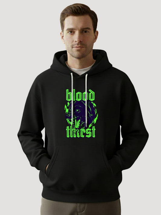 STYLEOX Men’s Graphic Hoodie – “Blood Thirst Wolf Neon Print” | Black