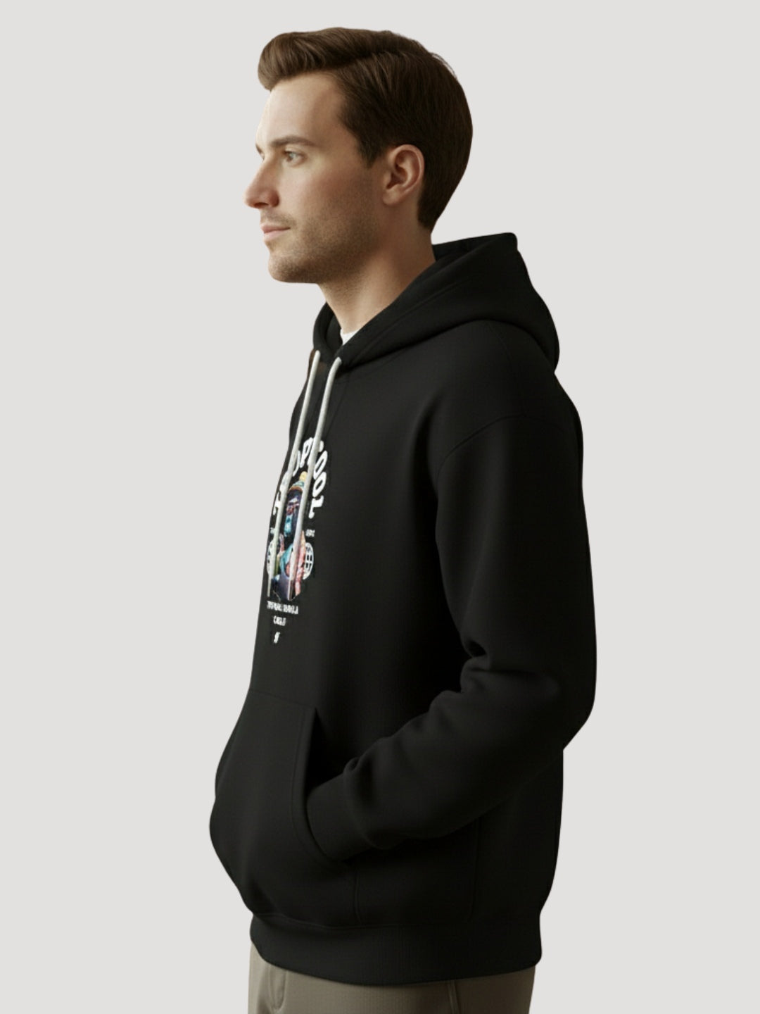 STYLEOX Men’s Graphic Hoodie – “Tropicool Gorilla Chills” | Black