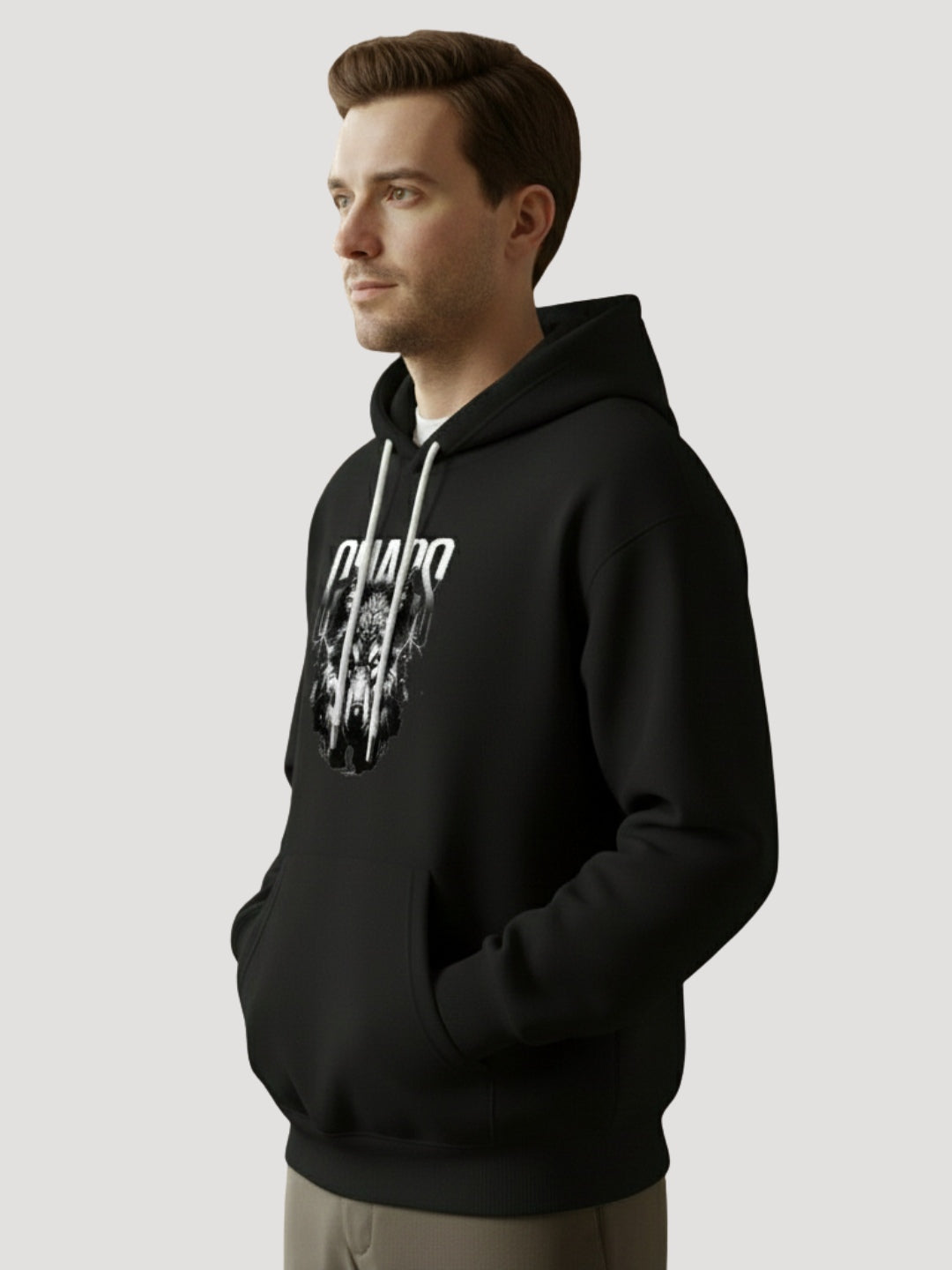 STYLEOX Men’s Graphic Hoodie – “Chaos Wolf” | Black