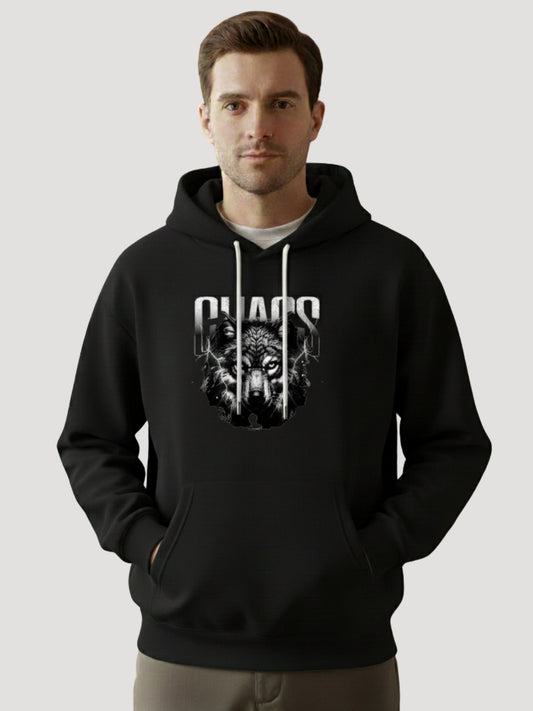 STYLEOX Men’s Graphic Hoodie – “Chaos Wolf” | Black