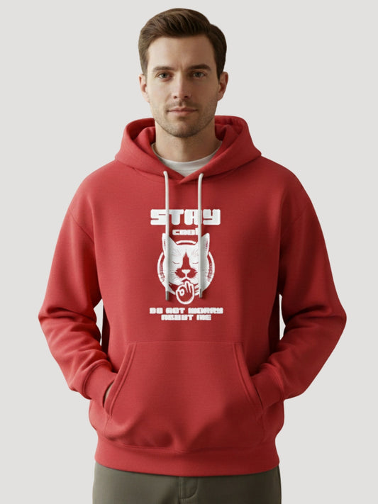 STYLEOX Men’s Graphic Hoodie – “Stay Cool Cat” | Red