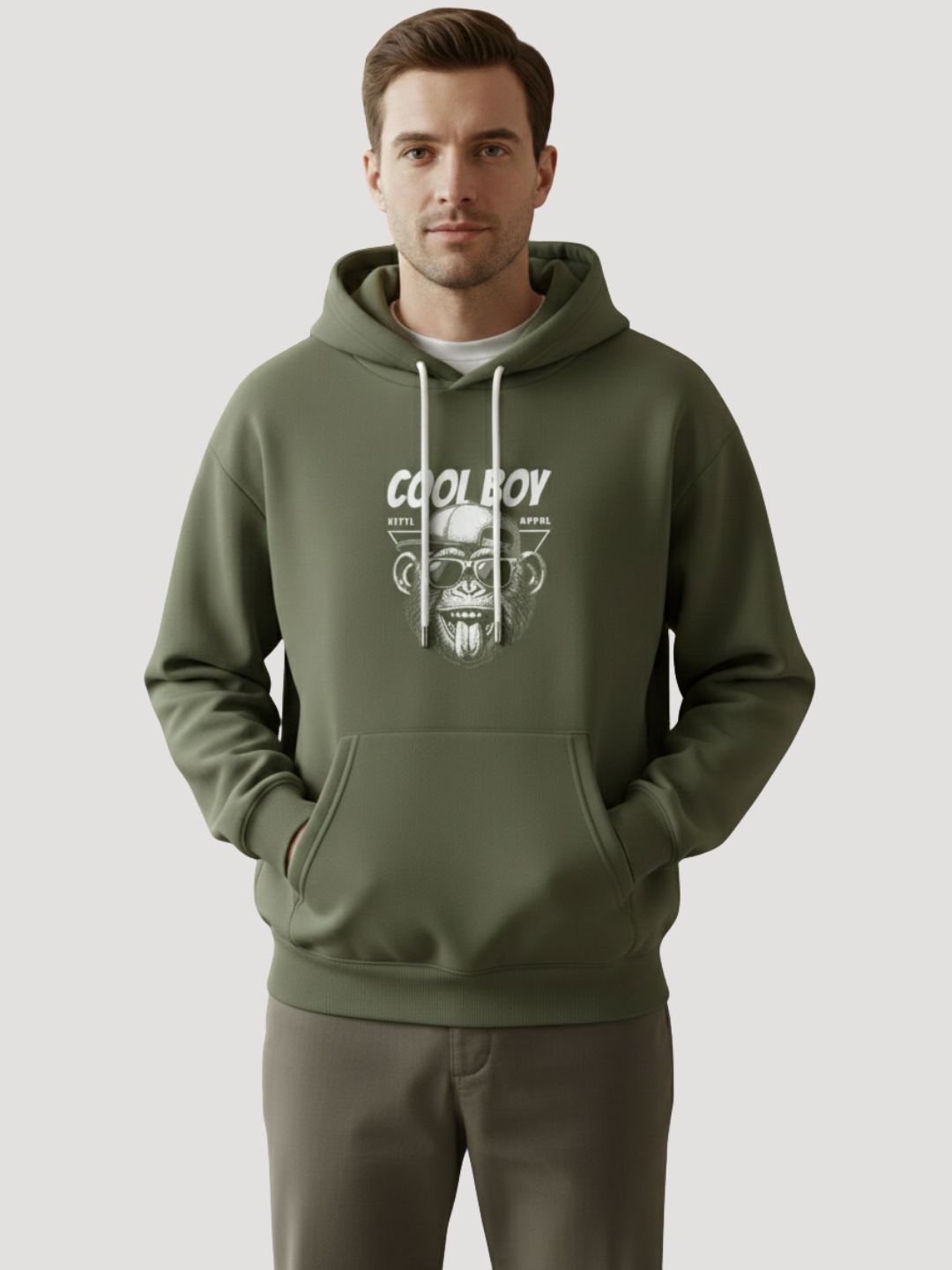 STYLEOX Men 'Cool Boy' Monkey Graphic Regular Fit Fleece Hoodie
