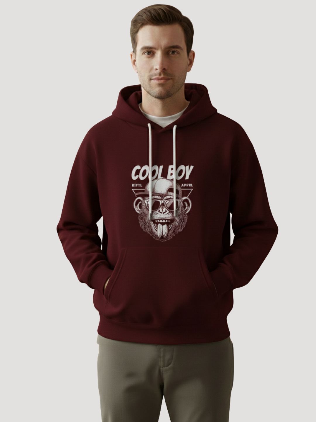 STYLEOX Men 'Cool Boy' Monkey Graphic Regular Fit Fleece Hoodie