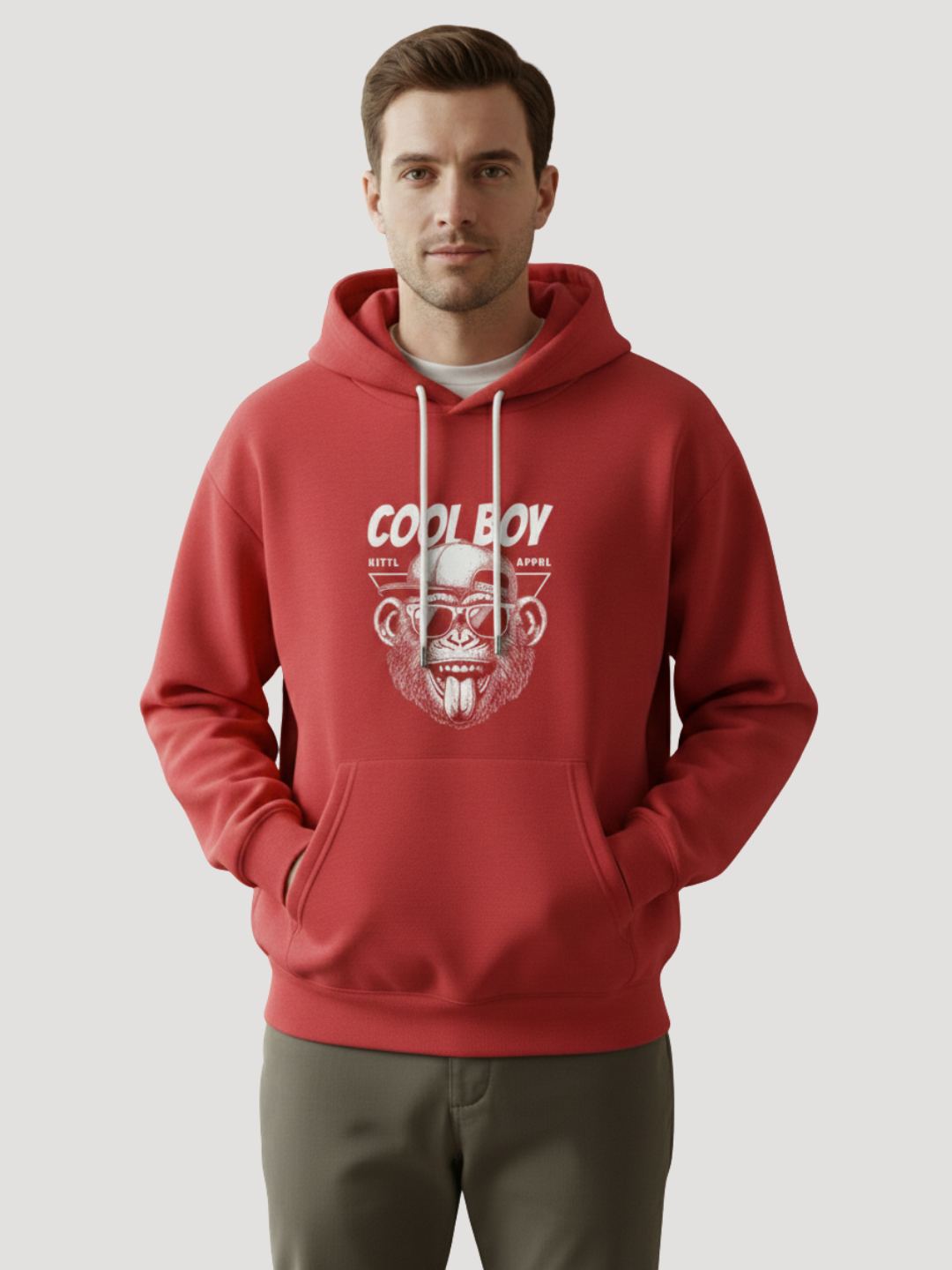 STYLEOX Men 'Cool Boy' Monkey Graphic Regular Fit Fleece Hoodie