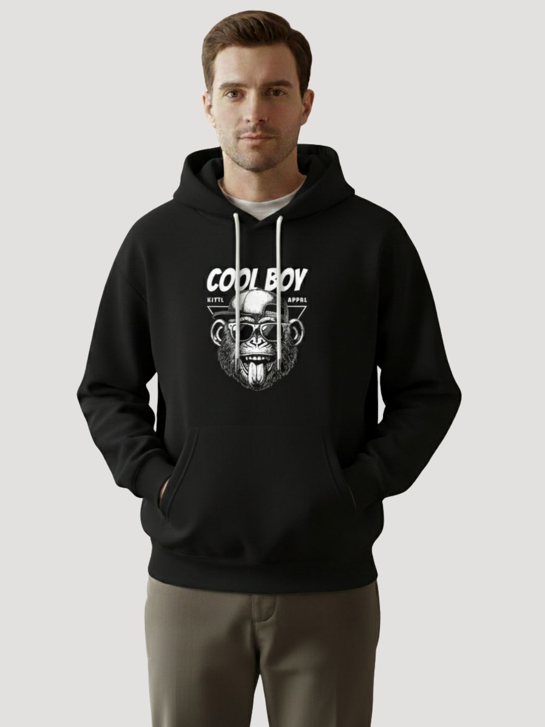 STYLEOX Men 'Cool Boy' Monkey Graphic Regular Fit Fleece Hoodie