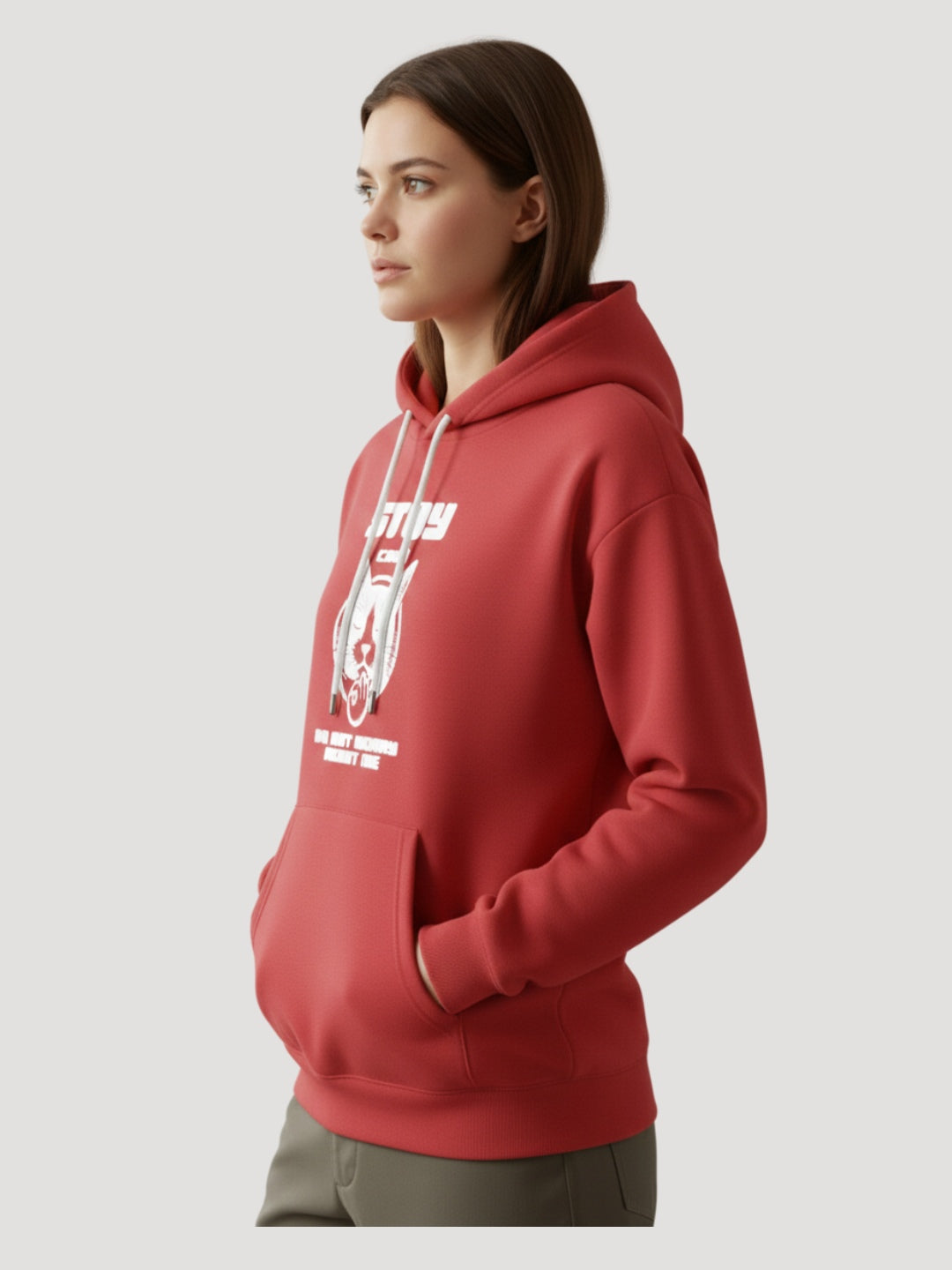 STYLEOX Women’s Graphic Hoodie – “Stay Cool Cat” | Red