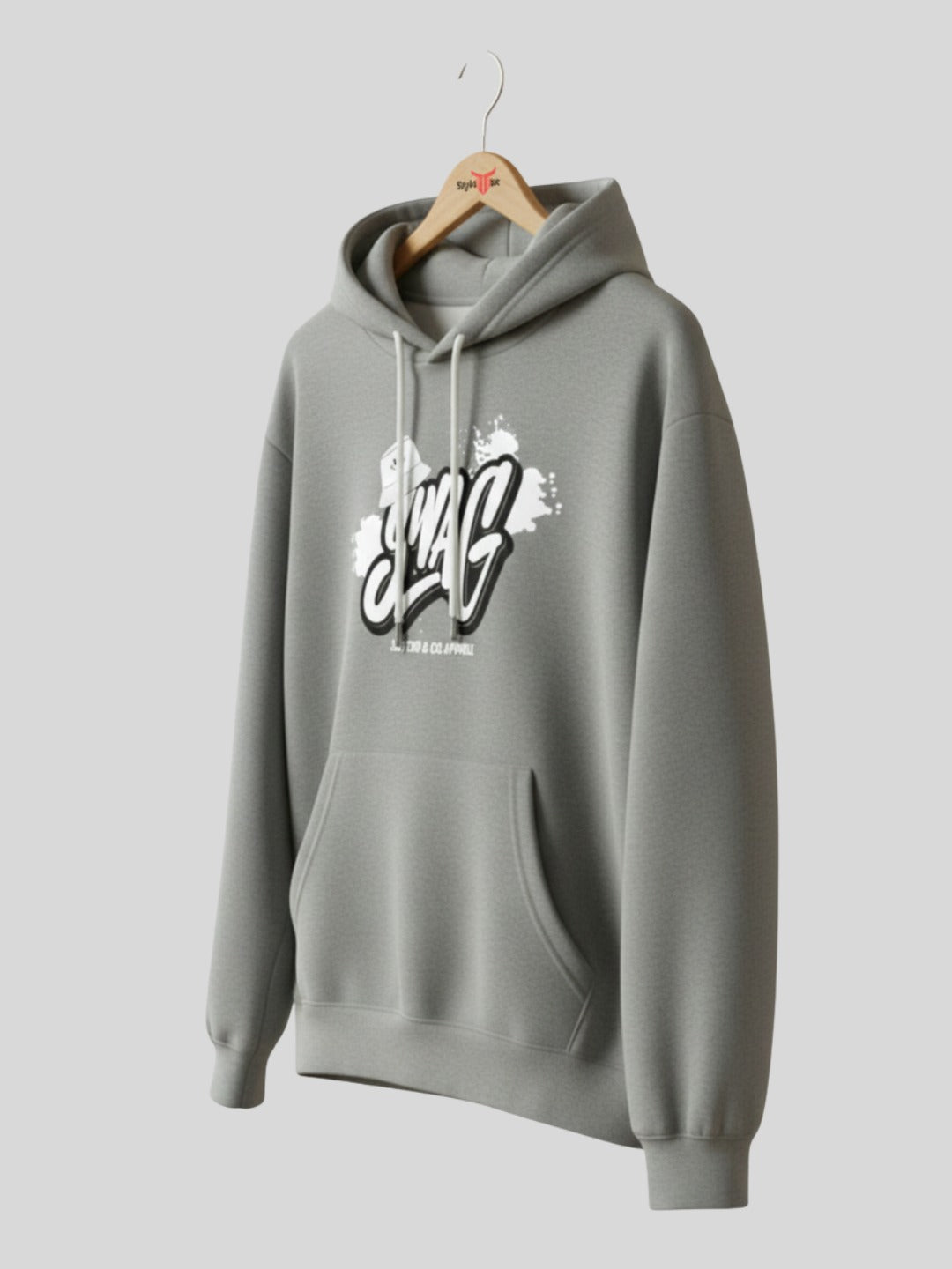 Styleox Unisex Grey "Swag" Graphic Printed Regular Fit Hoodie