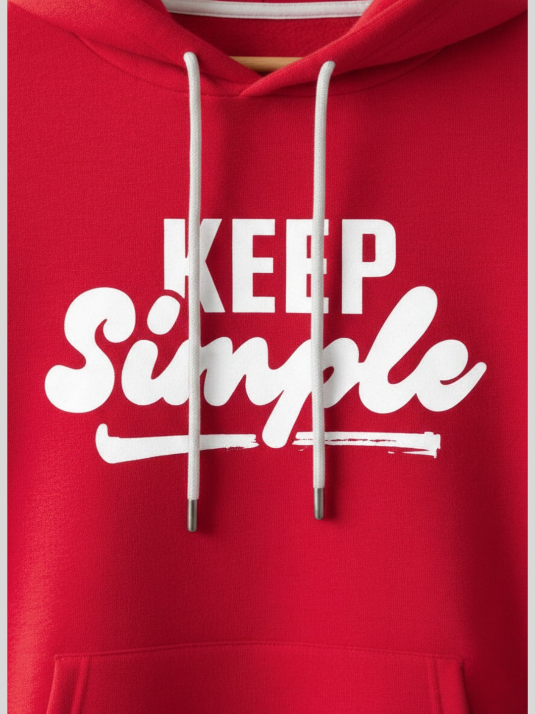 Styleox Unisex Red "Keep Simple" Typography Printed Regular Fit Hoodie