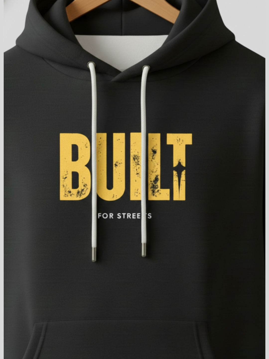 Styleox Unisex Black "BUILT For Strength" Typography Printed Regular Fit Hoodie