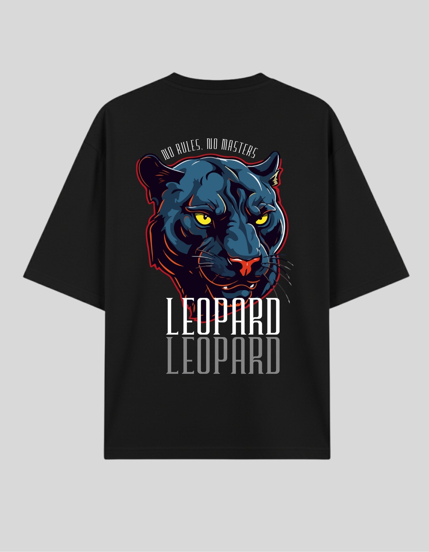 STYLEOX Unisex Oversized T-Shirt – “No Rules Leopard” Front & Back Print | White