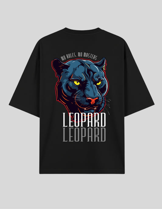 STYLEOX Unisex Oversized T-Shirt – “No Rules Leopard” Front & Back Print | White