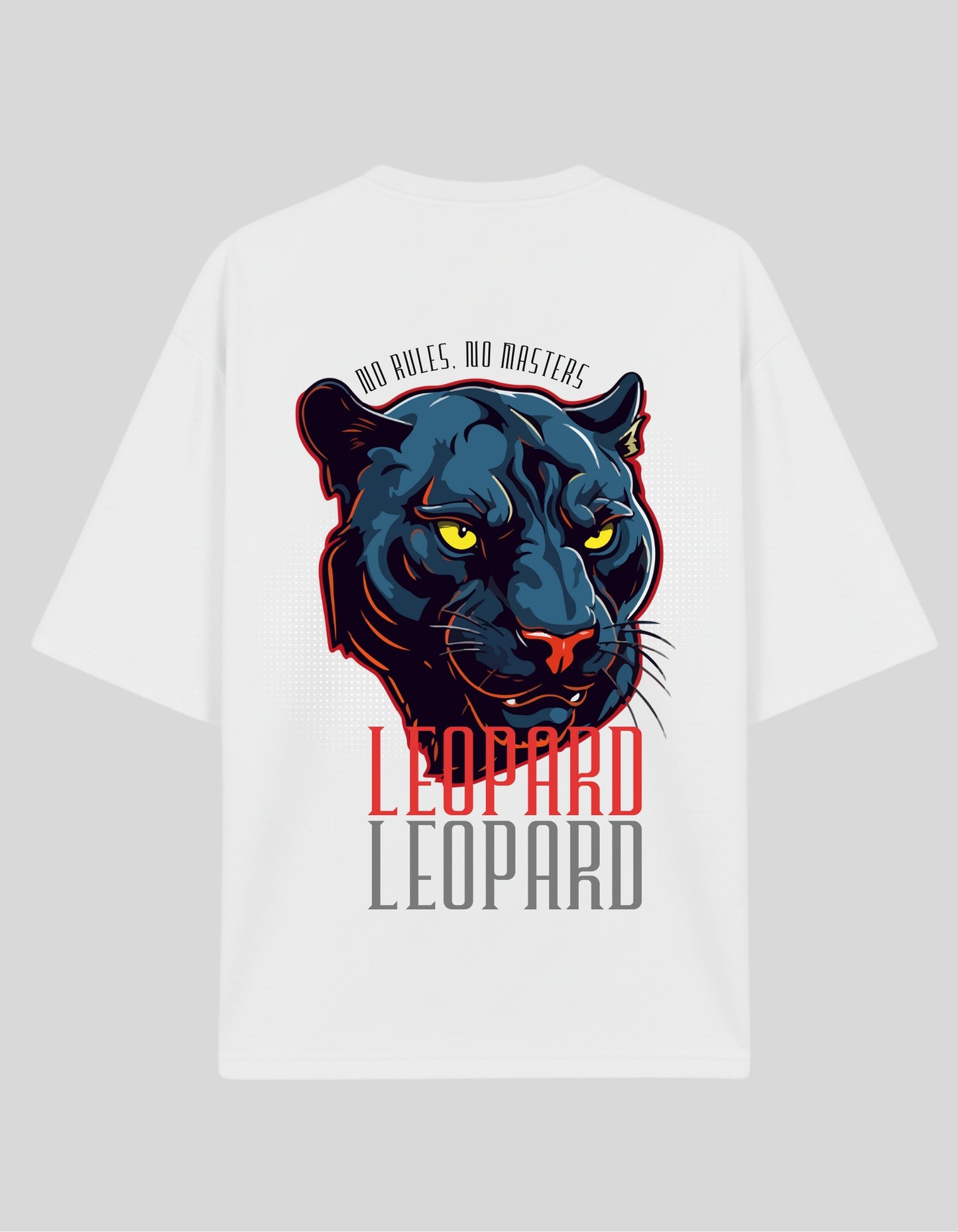 STYLEOX Unisex Oversized T-Shirt – “Leopard No Rules” Front & Back Print | White