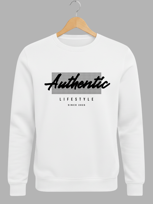 White Authentic Lifestyle Woolen Sweatshirt