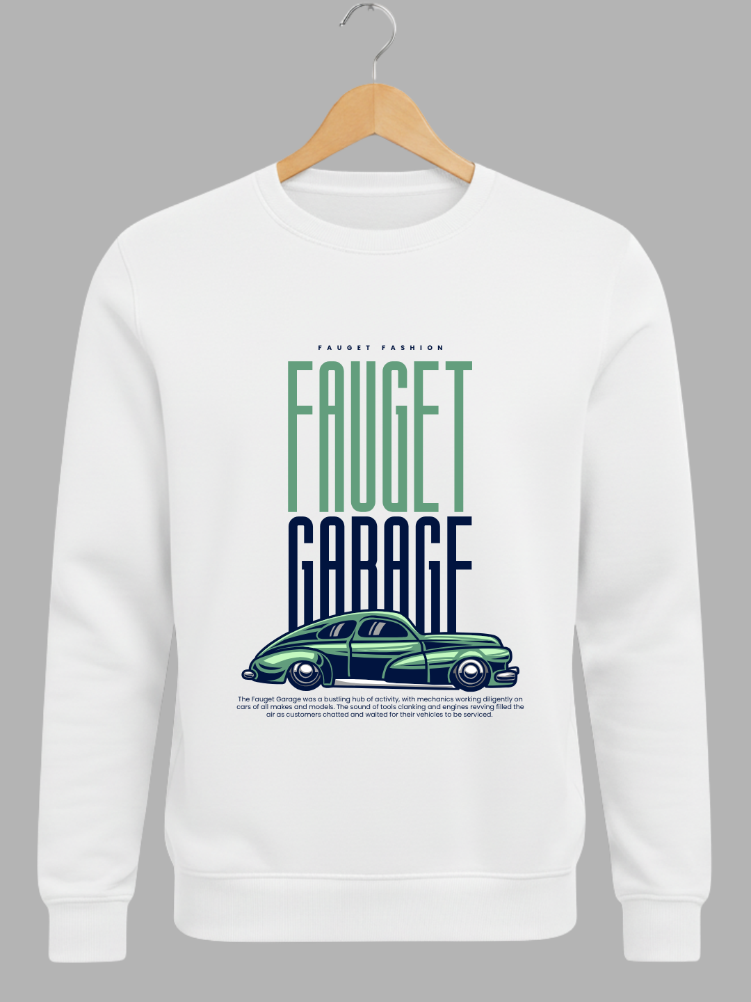 White Fauget Garage Graphic Woolen Sweatshirt