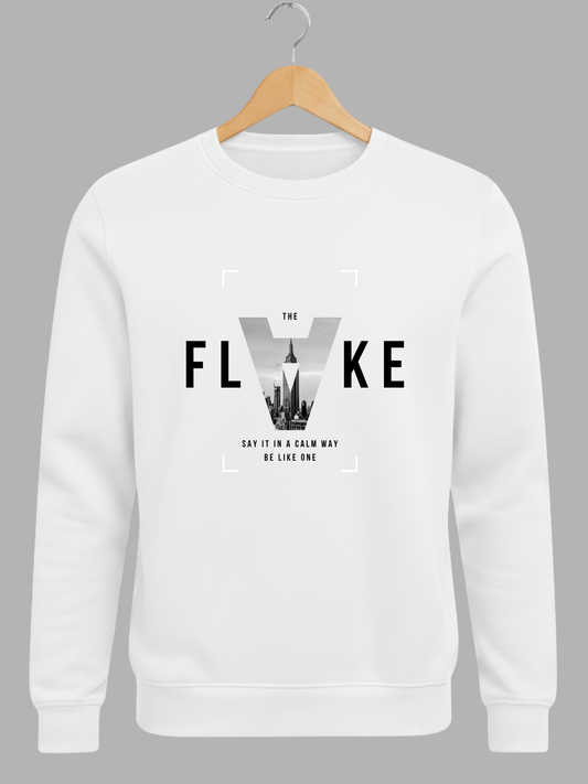 White Flvke Graphic Woolen Sweatshirt