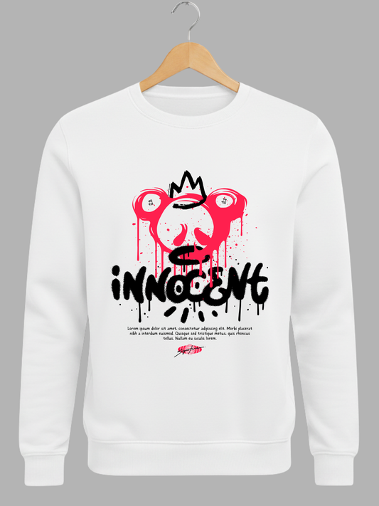 White Innocent Graffiti Bear Woolen Sweatshirt