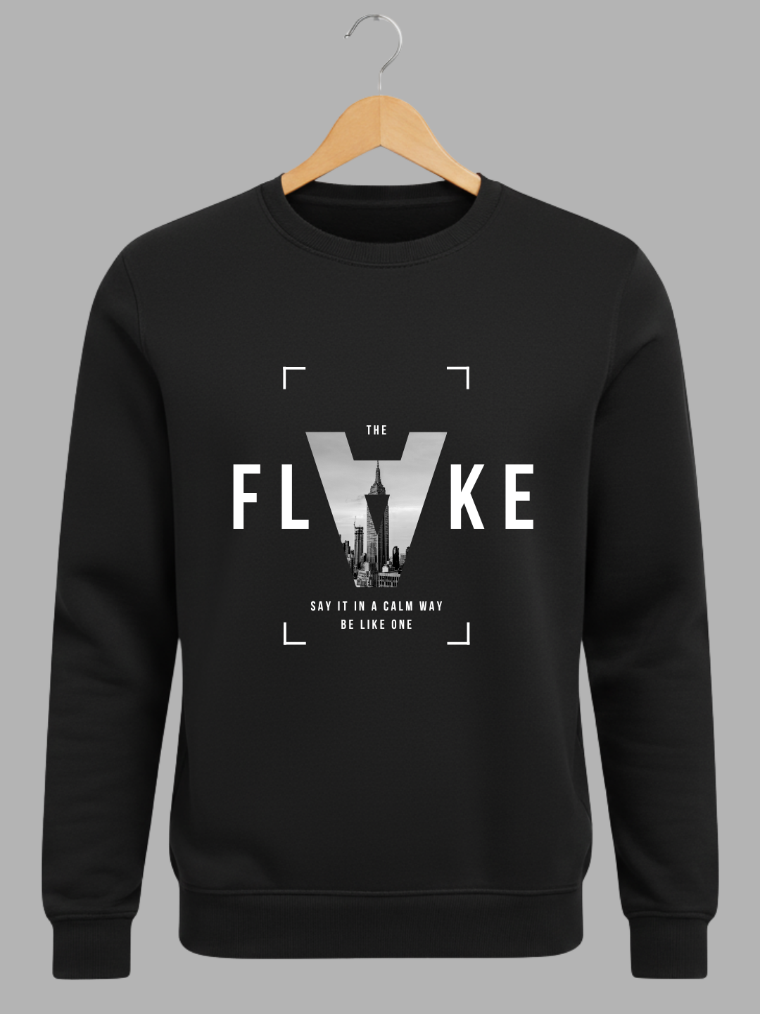 Black The Flake Cityscape Graphic Printed Woolen Sweatshirt