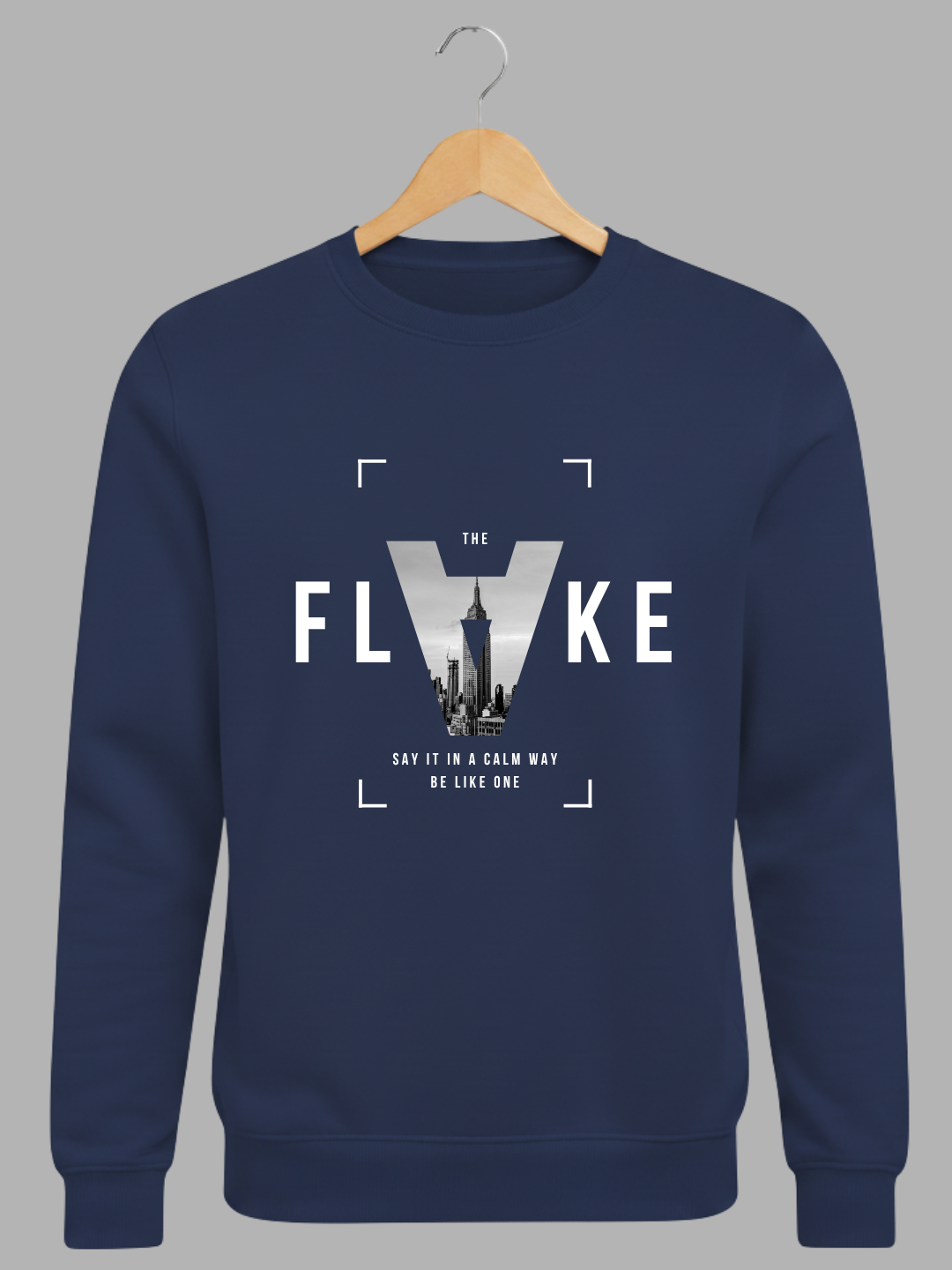 Navy Blue The Flake Cityscape Graphic Printed Woolen Sweatshirt