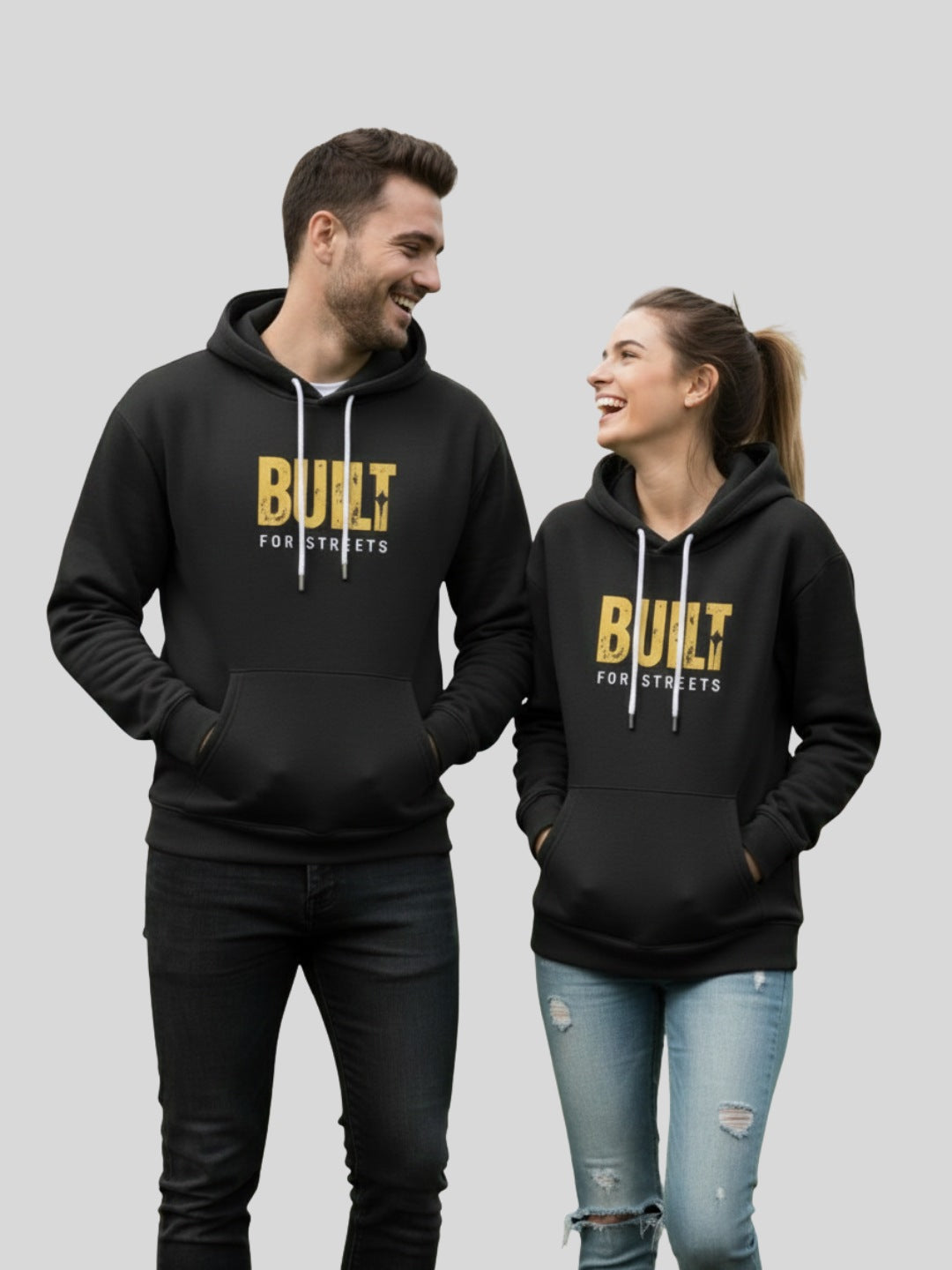 Styleox Unisex Black "BUILT For Strength" Typography Printed Regular Fit Hoodie