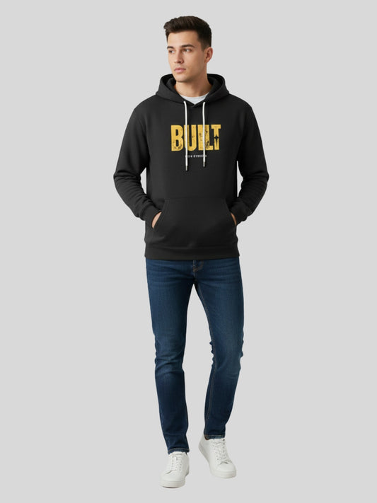 Styleox Unisex Black "BUILT For Strength" Typography Printed Regular Fit Hoodie