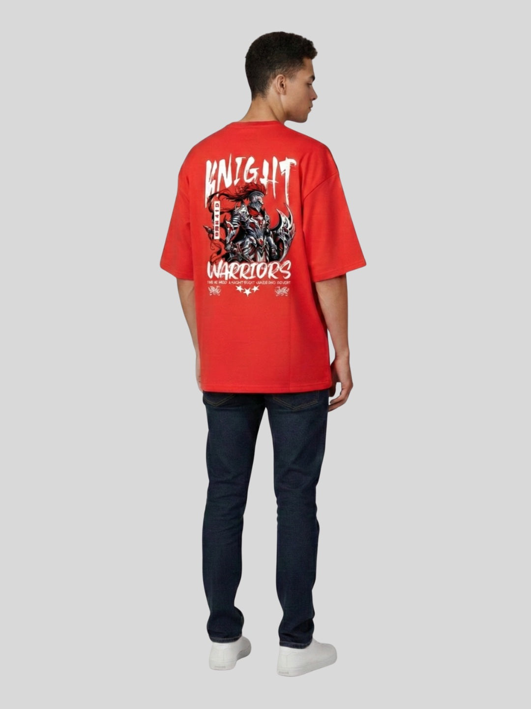STYLEOX Red Knight Graphic Printed Oversized Round Neck Unisex T-Shirt