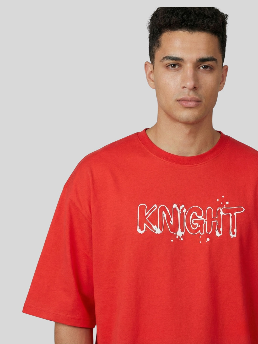 STYLEOX Red Knight Graphic Printed Oversized Round Neck Unisex T-Shirt